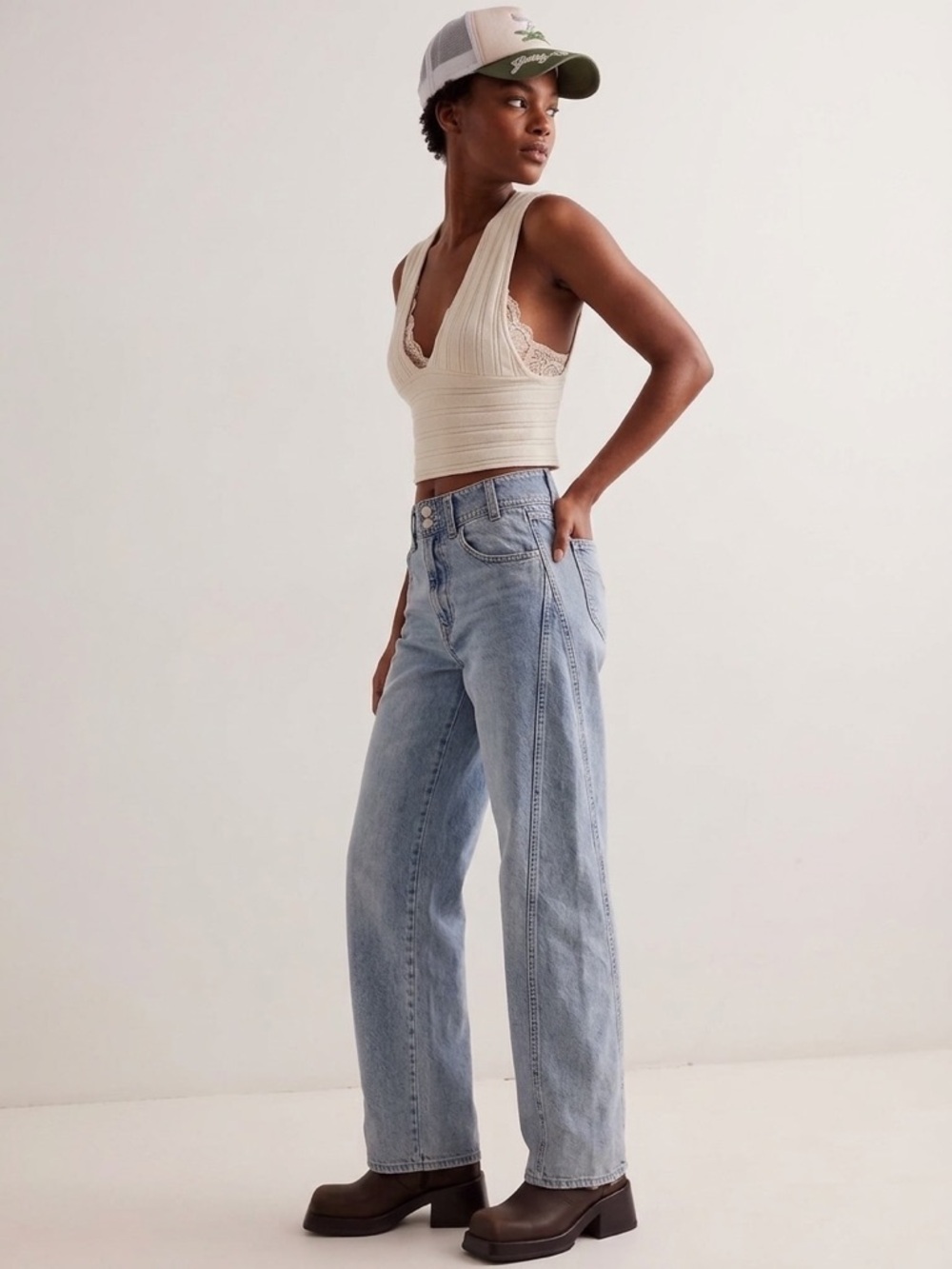 Free People Aster Straight Leg Jeans Opal Blue High Rise 31 NWT